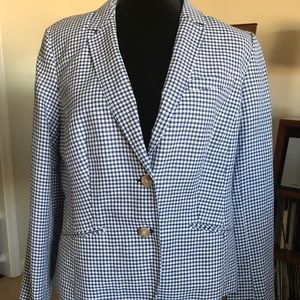 Blue & White Checked Talbots Blazer